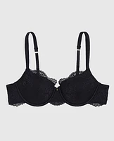 Allover Lace Lightly Lined Balconette Bra Black