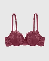 Allover Lace Lightly Lined Balconette Bra Opulent Red