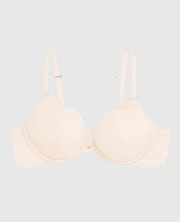 Soutien-gorge pigeonnant +2 tailles de bonnet tout en dentelle aube ivoire