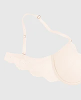 Soutien-gorge pigeonnant +2 tailles de bonnet tout en dentelle aube ivoire