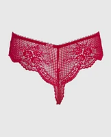 Lace High Waisted Thong Panty in Cosmo Red