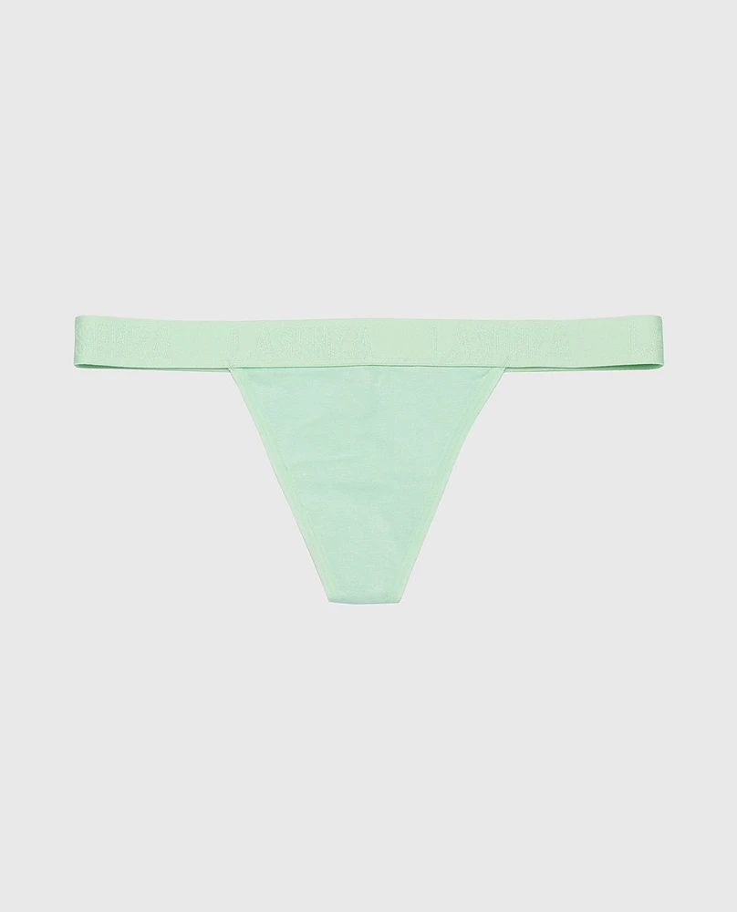 G-String Panty with Logo Band Mist Green