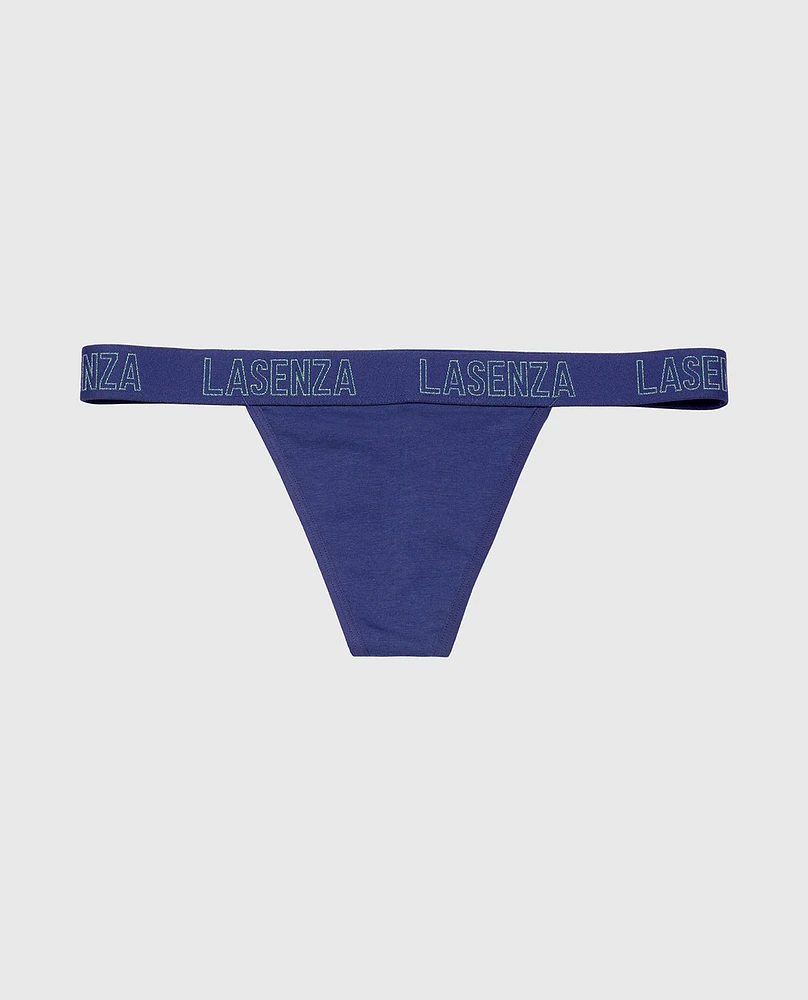 G-String Panty with Logo Band Dusk Blue