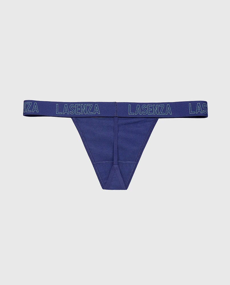 G-String Panty with Logo Band Dusk Blue