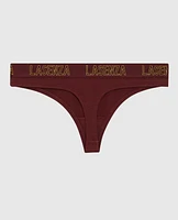 Thong Panty with Logo Band Red Wine