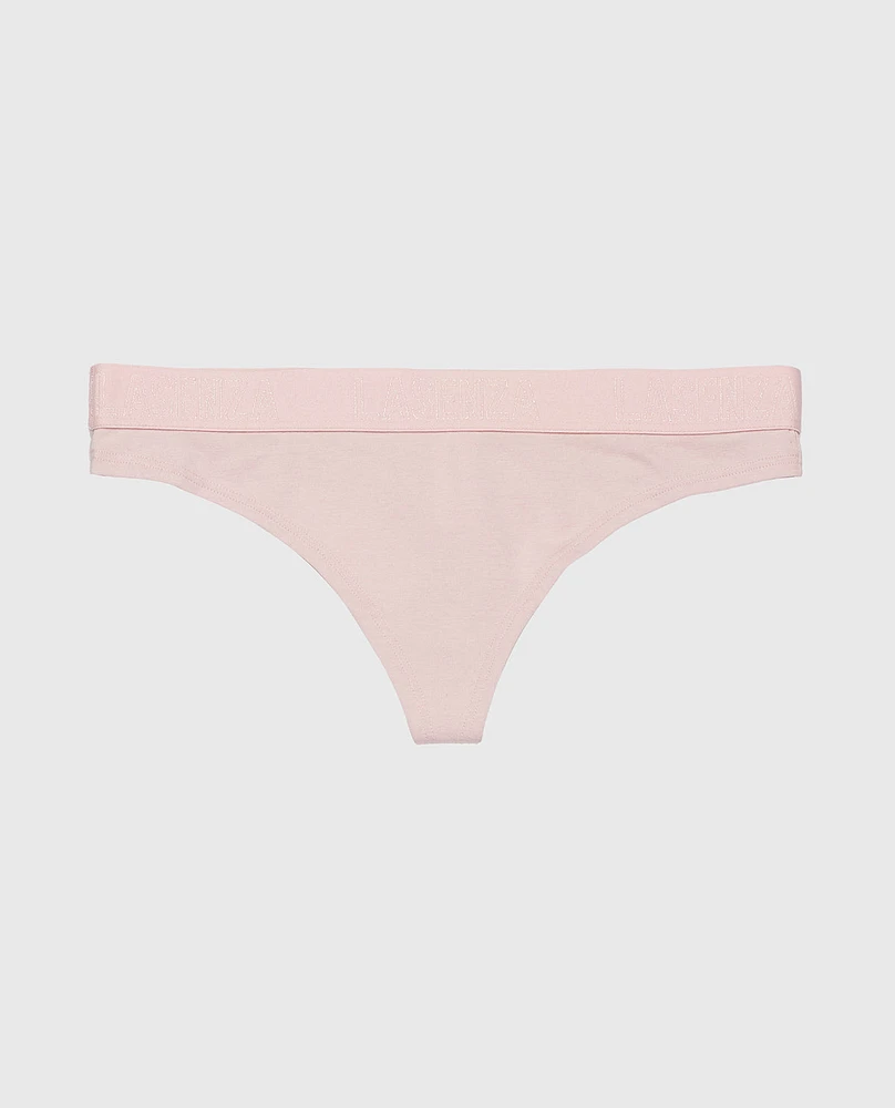 Thong Panty with Logo Band Iced Lilac