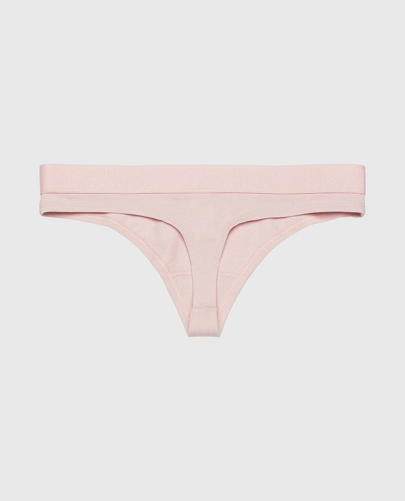 Thong Panty with Logo Band Iced Lilac