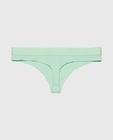 Thong Panty with Logo Band Mist Green
