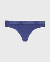 Thong Panty with Logo Band Dusk Blue