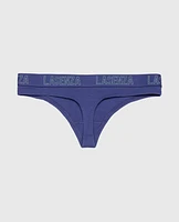 Thong Panty with Logo Band Dusk Blue