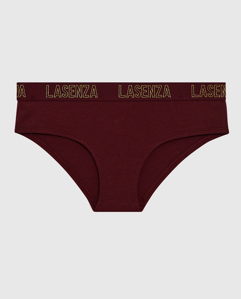 Hipster Panty with Logo Band in Red Wine