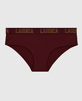 Hipster Panty with Logo Band in Red Wine
