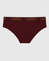Hipster Panty with Logo Band in Red Wine