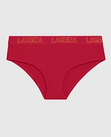 Hipster Panty with Logo Band in Cosmo Red