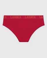 Hipster Panty with Logo Band in Cosmo Red