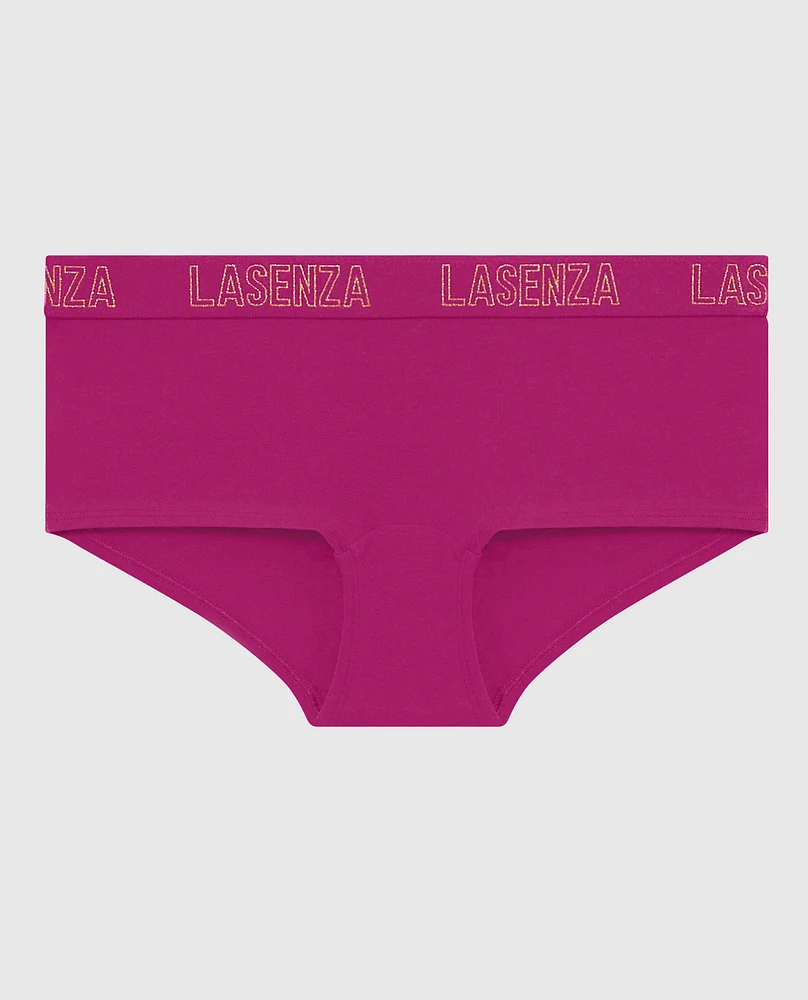 Boyshort Panty with Logo Band in Outrageous Pink