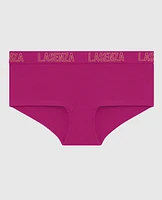 Boyshort Panty with Logo Band in Outrageous Pink