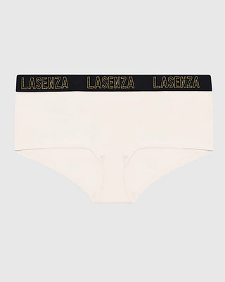 Boyshort Panty with Logo Band in Ivory Dawn