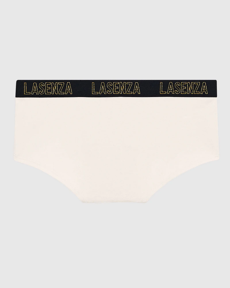 Boyshort Panty with Logo Band in Ivory Dawn