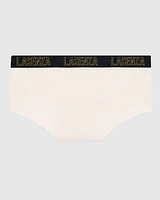 Boyshort Panty with Logo Band in Ivory Dawn
