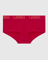 Boyshort Panty with Logo Band in Cosmo Red