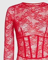 Combiné à manches longues non doublé rouge cosmo