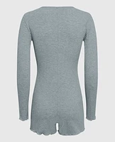 Long Sleeve Ribbed Onesie Cool Gray
