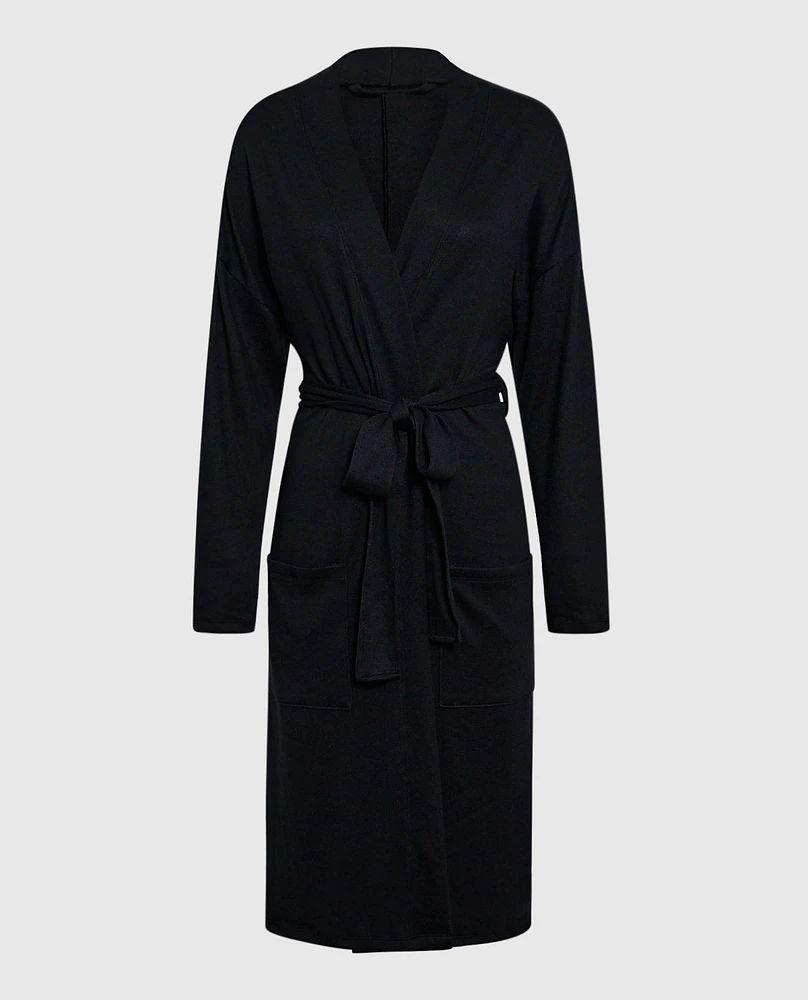Long Sleeve Jersey Robe Smoulder Black
