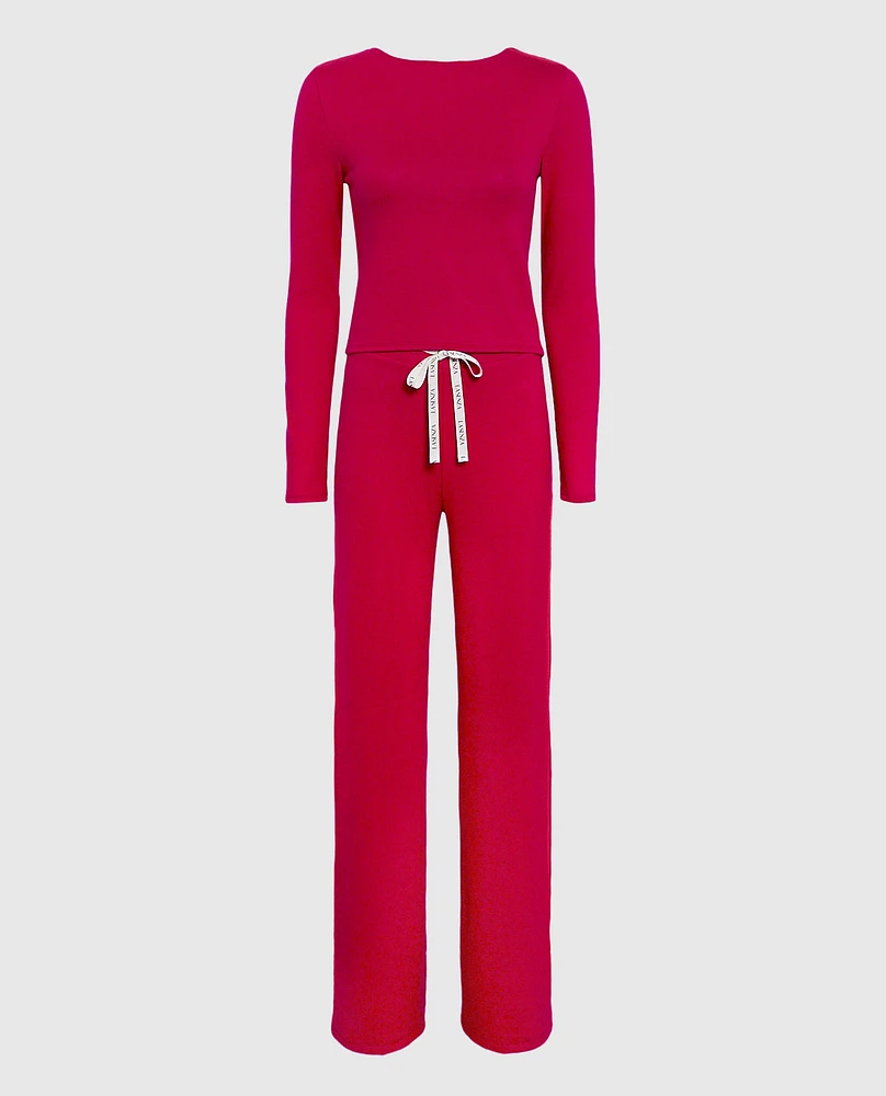 Bas de pyjama à taille coulissante avec logo rouge cosmo