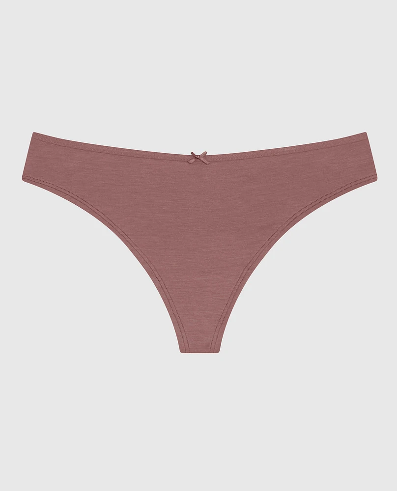 Thong Panty with Bow in Dusty Cedar
