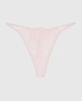 Allover Lace High Leg G-String Panty Pink-A-Boo