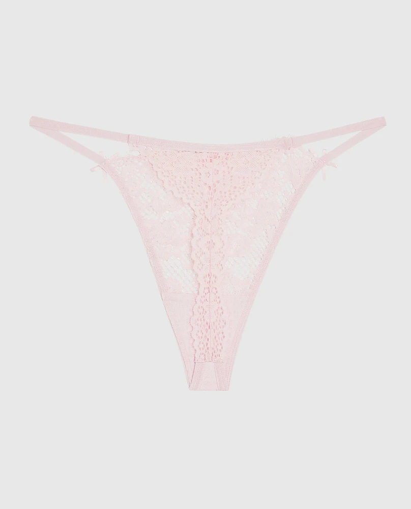 Allover Lace High Leg G-String Panty Pink-A-Boo