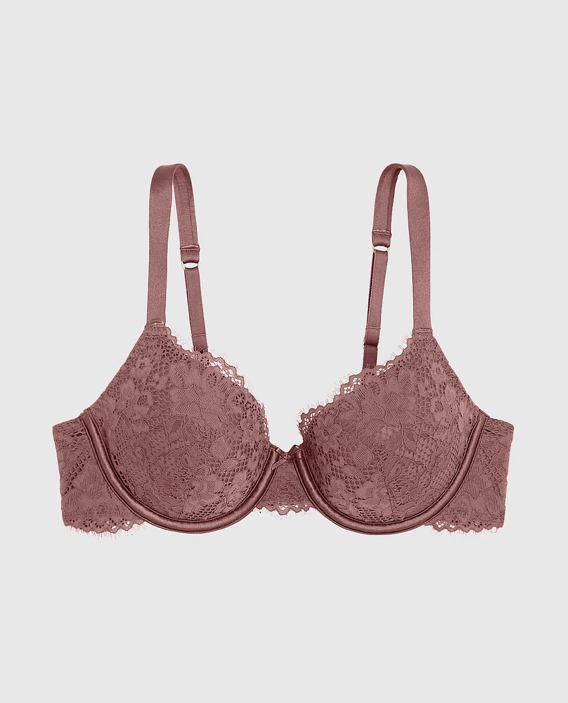 Lightly Lined Lace Full Coverage Bra Dusty Cedar