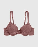 Lightly Lined Lace Full Coverage Bra Dusty Cedar