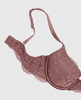 Lightly Lined Lace Full Coverage Bra Dusty Cedar
