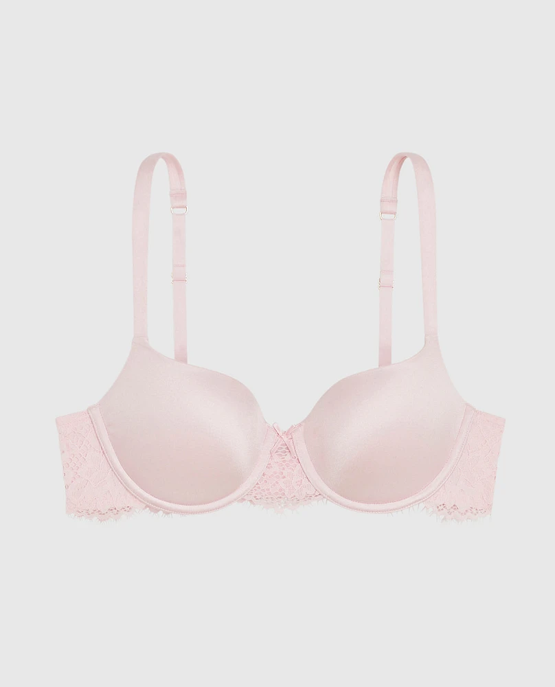 Soutien-gorge balconnet légèrement doublé avec dentelle rose indiscret