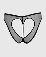 Mesh Bumless and Crotchless Cheeky Panty Black