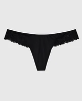 High Leg Lace Thong Black