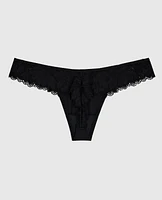 High Leg Lace Thong Black