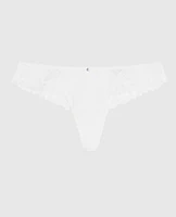 High Leg Lace Thong Ivory
