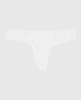 High Leg Lace Thong Ivory