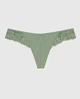 High Leg Lace Thong Soft Sage