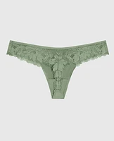 High Leg Lace Thong Soft Sage