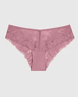 Culotte cheeky en dentelle violet diaphane