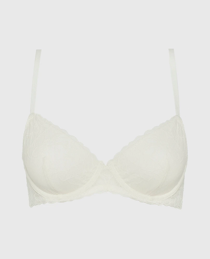 Unlined Lace Demi Bra Ivory