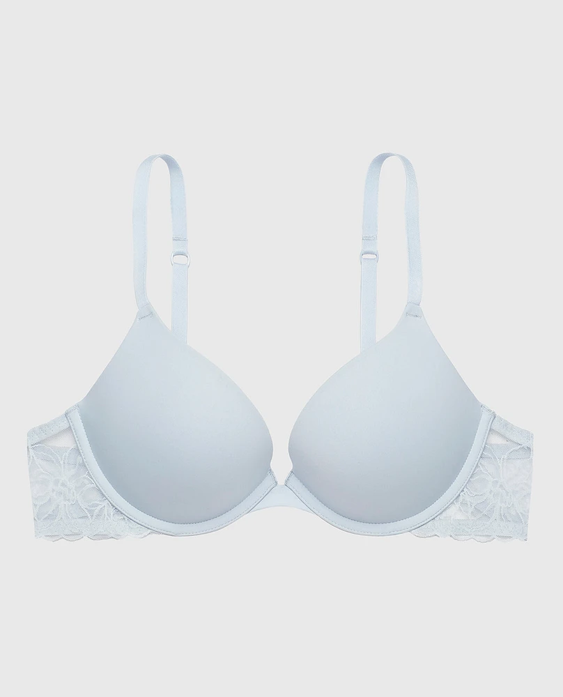 Push Up Bra with Lace Wing Subdued Blue