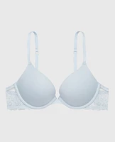 Push Up Bra with Lace Wing Subdued Blue