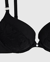 Lace Cup Push Up Bra Black