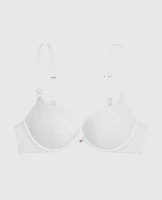 Lace Cup Push Up Bra Ivory