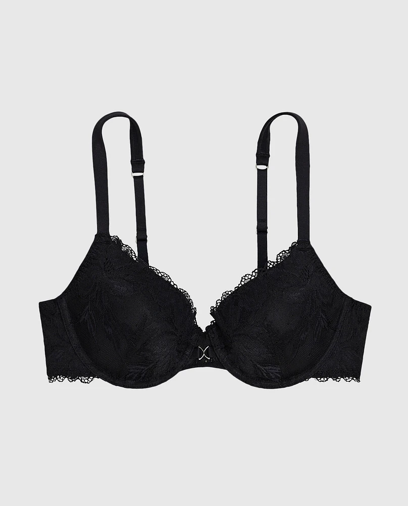 Soutien-gorge couvrant en dentelle légèrement doublé noir